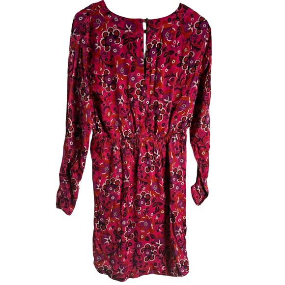 Maeve Anthropologie Pink Floral Print Long Sleeve Wrap Mini Dress Size Medium - Picture 14 of 16